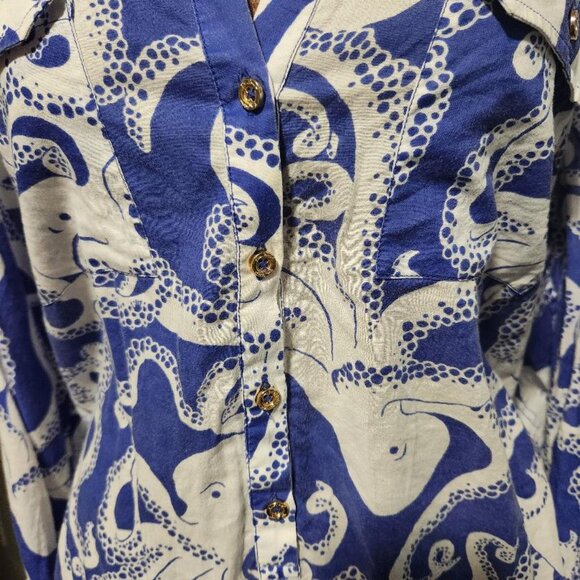 Lilly Pulitzer Captiva Tunic Bubbly Blue Octopus **Rare Find Print** Sz Large - Picture 7 of 10